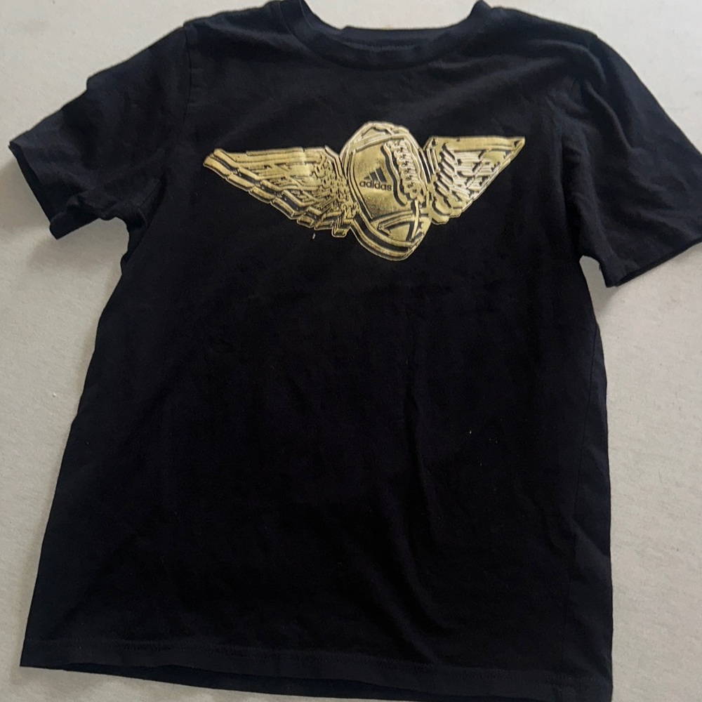 Kids Size Medium Adidas Tee with Gold Winged Emblem